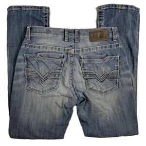 Buckle Jeans Mens 30x29.5 Blue Alec Straight Leg Light Wash BKE Denim FLAW